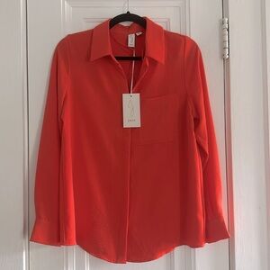 Joie Orange Button Down Blouse Long Sleeved Shirt - Size Small